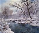 Frosty Morning Along the Poultney River, oil on canvas, 20 x 24