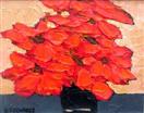 Acrylic palette knife painting titled ' Red Daisies'
