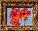 'Red Poppy Painting #2' by Karla Nolan, FRAMED palette knife miniature oil painting