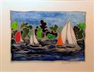 'Rhode Island Sail' by Karla Nolan, framed painting on glass