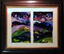 'Cosmic Skies' by Karla Nolan, framed painting on glass