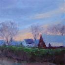 winter afternoon sky and barn scene by BECKY JOY