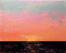 'As the Sun Slips Behind the Ocean' by Karla Nolan, palette knife oil painting on linen panel